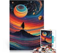 Puzzle de 1000 Piezas para Adultos Silueta cósmica bajo cielos galácticos arremolinados - Superviviente Solitario Juguetes de Juego desafiantes Regalo Divertido 75x50cm