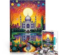Puzzle de 1000 Piezas para Adultos Taj Mahal de la India Entrena tu Cerebro y Tus Manos con Piezas de Formas aleatorias Que se entrelazan Completamente 52x38cm