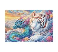 Puzzle De 1000 Piezas para Adultos Tigre contra dragón 1000 PCS 75x50cm Apto para Niños Ideal para Interacción Padres-Hijos Mejora La Concentración De Los Niños Regalo