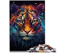 Puzzle de 1000 piezas para adultos, tigre de fuego salvaje, interesante rompecabezas para reducir el estrés, una obra de arte para jóvenes a partir de 14 años, 26 x 38 cm