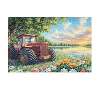 Puzzle De 1000 Piezas para Adultos Tractor Otoño Granja Campo 75x50cm Regalo De Acción De Gracias para Familia Ideal para Tiempo De Reunión Actividad De Grupo Divertida