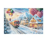 Puzzle De 1000 Piezas para Adultos Tren de Vapor de Navidad 1000 PCS 75x50cm Puzzle De Arteterapia Ideal para Salud Mental Alivio del Estrés Regulación Emocional Regalo Divertida