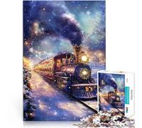 Puzzle de 1000 Piezas para Adultos Tren navideño en Invierno Hecho de Madera para Mayores de 14 años Juego de Rompecabezas Ofrecido como Regalo para Toda la Familia. tamaño：50x75cm