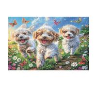 Puzzle De 1000 Piezas para Adultos Tres Cachorros 1000 PCS 75x50cm Cartón Grueso Resistente Impresión HD Alivio del Estrés Ideal para Hobby Ocio En Casa Noches