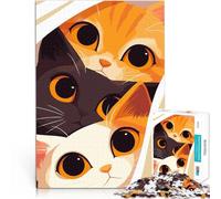 Puzzle de 1000 Piezas para Adultos Tres Gatos Mirando a escondidas, Lindo Animal, Arte Minimalista Juego de Preguntas Buen Regalo 75x50cm