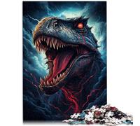 Puzzle de 1000 piezas para adultos Tyrannosaurus Rex rodeado por una tormenta Interesante rompecabezas para reducir el estrés, 50 x 70 cm, obra de arte regalo