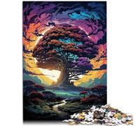 Puzzle de 1000 piezas para adultos, un árbol solitario. Interesante rompecabezas para reducir el estrés, 50 x 70 cm, con póster a juego y hoja de preguntas