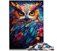 Puzzle de 1000 piezas para adultos, un búho en colores arcoíris, juguete de entretenimiento familiar, gran regalo para adolescentes a partir de 14 años, 26 x 38 cm
