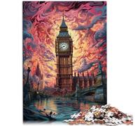 Puzzle de 1000 piezas para adultos. Un gran campanario sobre la ciudad. Juego de preguntas. 50 x 70 cm. Adecuado como decoración de escritorio para niños a partir de 14 años.
