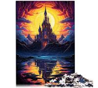 Puzzle de 1000 piezas para adultos, un gran castillo sobre la ciudad, juego de preguntas de 50 x 70 cm para aliviar el estrés, difícil desafío