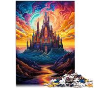 Puzzle de 1000 piezas para adultos, un gran castillo sobre la ciudad, lista de deseos con Papá Noel para adolescentes a partir de 14 años, 26 x 38 cm