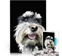 Puzzle de 1000 Piezas para Adultos Vector de Lengua afuera de Schnauzer Juguetes de Juego Decoración de Pared cumpleaños y Navidad 38x26cm