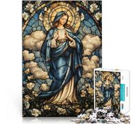 Puzzle de 1000 Piezas para Adultos Vidriera Virgen María Juguetes de Entretenimiento Familiar Interacción Entre Padres e Hijos 38x26cm