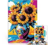 Puzzle de 1000 Piezas para Adultos Visión del Arte Pop de los Girasoles Análisis y lógica con Piezas de Formas aleatorias Que se entrelazan Completamente 75x50cm