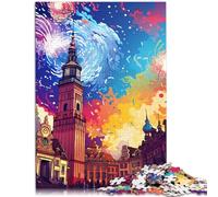 Puzzle de 1000 piezas para adultos, vista de la torre del ayuntamiento de Varsovia, rompecabezas educativo juego familiar, 26 x 38 cm, regalo de cumpleaños, decoración de pared