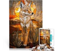 Puzzle de 1000 Piezas para Adultos Vitral Coyote Juguetes adictivos Que desafían la Inteligencia Cerebral Apto para Parejas 38x26cm