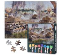 Puzzle de 1000 piezas para adultos WWII Tanque Imagen Obra de Arte Militar Tanque Póster Histórico Campo de Batalla Escena Arte de Pared 27.5 x 19.7 pulgadas