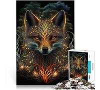 Puzzle de 1000 Piezas para Adultos Zorro Kitsune Juego Familiar para aliviar el estrés: desafío difícil Lista de Deseos con Papá Noel 38x26cm