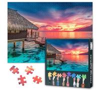 Puzzle de 1000 piezas: puesta de sol del Pacífico Sur (50 x 70 cm), diseño de nubes y lagunas, diseño relajante para noches familiares y salón