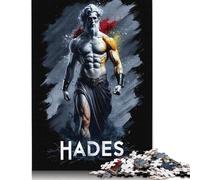 Puzzle de 1000 piezas que representan a Hades, Dios Griego, con una silueta musculosa. Puzzle cuadrado para adultos, de papel, ideal para decoración de interiores. Tamaño: 38 x 26 cm.