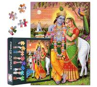 Puzzle de 1000 piezas: Radha Krishna Divine Love (50 x 70 cm) - Pareja de dioses hindúes, regalo de fiesta Diwali con significado espiritual