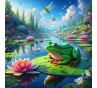 Puzzle de 1000 Piezas,Ranas del Lago Lotus Libélulas Puzzle para Adultos,Un Desafiante Acertijo,Juegos de Rompecabezas para Toda la Familia,Rompecabezas Adultos DIY Arte