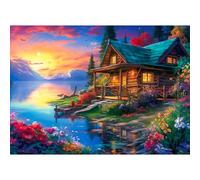 Puzzle de 1000 piezas, rompecabezas para adultos, un desafiante juego de rompecabezas para toda la familia, regalos para mujeres, regalos para hombres, tema: Lakeside Chalet