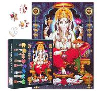 Puzzle de 1000 piezas, señor hindú Ganesha, arte divino, elefante sagrado, dios, mitología india, rompecabezas de papel para adultos, iluminación espiritual, decoración del hogar, 27,5 x 19,7 pulgadas