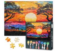 Puzzle de 1000 piezas, silueta de safaritiere 1000 puzles, juego de habilidad para toda la familia, silueta africana, rompecabezas para adultos a partir de 6 años, tamaño terminado, 50 x 70 cm