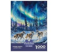 Puzzle De 1000 Piezas Wolf Desafíos Extra Divertidos Pasatiempo Creativo Northern Lights Regalo Creativo para La Relajación para Adultos Y Niños 38x26cm/1000pcs