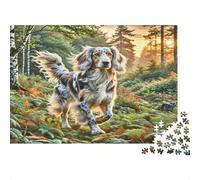 Puzzle de 1000Pz Irish Wolfhound para Adultos: Perro en Camino del Bosque Imposible Difícil Duro y Educativo Descompresión 52x38cm/1000pcs