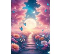 Puzzle de 120 Piezas Adultos Juguete desafío y Juego Educativo Regalos,Camino de Flores a luz Luna Rompecabezas DIY,Rompecabezas para Adultos 25x20 cm
