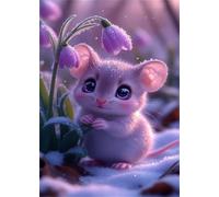 Puzzle de 120 Piezas Hámster Flor Morada 25x20 cm, Reto Creativo, Juguete desafío y Juego Educativo, Divertido Juego Familiar Rompecabezas para Adultos 120 Piezas