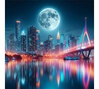 Puzzle de 120 Piezas, Rompecabezas DIY para Adultos,Entretenimiento Creativo, Juego de Habilidad para Toda La Familia, Puzzle para Adultos Ciudad de la luz de la Luna