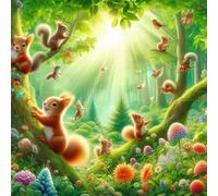 Puzzle de 150 Piezas,Ardillas del Bosque Iluminado por el Sol Puzzle para Adultos,Un Desafiante Acertijo,Juegos de Rompecabezas para Toda la Familia,Rompecabezas Adultos DIY Arte