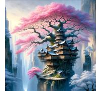 Puzzle de 150 Piezas,Casa del árbol Rosa Puzzle para Adultos,Un Desafiante Acertijo,Juegos de Rompecabezas para Toda la Familia,Rompecabezas Adultos DIY Arte