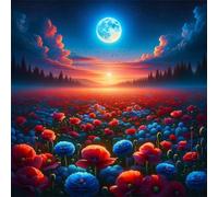 Puzzle de 150 Piezas,Flores Rojas y Azules Puzzle para Adultos,Un Desafiante Acertijo,Juegos de Rompecabezas para Toda la Familia,Rompecabezas Adultos DIY Arte