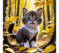 Puzzle de 150 Piezas,Gato del Bosque otoñal Puzzle para Adultos,Un Desafiante Acertijo,Juegos de Rompecabezas para Toda la Familia,Rompecabezas Adultos DIY Arte