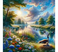Puzzle de 150 Piezas,Patos del río Sunshine Puzzle para Adultos,Un Desafiante Acertijo,Juegos de Rompecabezas para Toda la Familia,Rompecabezas Adultos DIY Arte