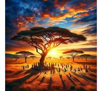 Puzzle de 150 Piezas,Puesta de Sol de una Tribu Africana Puzzle para Adultos,Un Desafiante Acertijo,Juegos de Rompecabezas para Toda la Familia,Rompecabezas Adultos DIY Arte