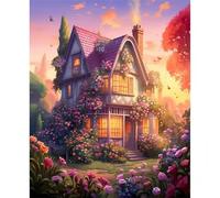 Puzzle De 1500 Piezas para Adultos, Jardín de la Casa Rosada Rompecabezas Adultos 1500 Piezas, Puzzles Clásicos, Entretenimiento Creativo Diversión, Regalo para la Relajación