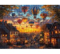 Puzzle de 1500 Piezas para Adultos, Puzzle de Madera, Rompecabezas de Gran Detalle y Colores Vibrantes - Un Desafío Divertido para Toda la Familia, Decor, 87 x 57 cm Ciudad Globo aerostático w0-66