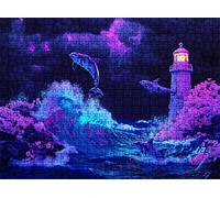 Puzzle de 1500 Piezas para Adultos, Puzzle de Madera, Rompecabezas de Gran Detalle y Colores Vibrantes - Un Desafío Divertido para Toda la Familia, Decoración de Hogar, 87 x 57 cm delfín Faro w0-242