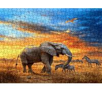 Puzzle de 1500 Piezas para Adultos, Puzzle de Madera, Rompecabezas de Gran Detalle y Colores Vibrantes - Un Desafío Divertido para Toda la Familia, Decor de Hogar, 87 x 57 cm Elefante Pradera w0-122
