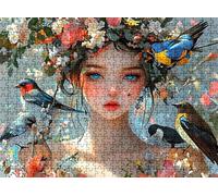 Puzzle de 1500 Piezas para Adultos, Puzzle de Madera, Rompecabezas de Gran Detalle y Colores Vibrantes - Un Desafío Divertido para Toda la Familia, Decoración de Hogar, 87 x 57 cm pájaro Mujer w0-654
