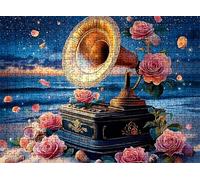 Puzzle de 1500 Piezas para Adultos, Puzzle de Madera, Rompecabezas de Gran Detalle y Colores Vibrantes - Un Desafío Divertido para Toda la Familia, Decor de Hogar, 87 x 57 cm Playa fonógrafo w0-230
