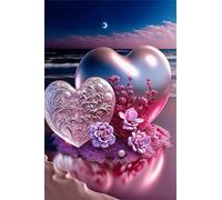 Puzzle de 200 Piezas Corazón Flor Rosa Morada 35x25 cm, Reto Creativo, Juguete desafío y Juego Educativo, Divertido Juego Familiar Rompecabezas para Adultos 200 Piezas