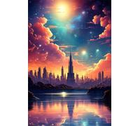 Puzzle de 200 Piezas Lago Ciudad Estrellada 35x25 cm, Juguete desafío y Juego Educativo, Ejercita Paciencia, Rompecabezas Clásico para Adultos 200 Piezas