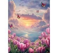 Puzzle de 200 Piezas para Adultos, 35x25cm Tulipanes Rosa Nube Rompecabezas Difícil 200 Piezas Adultos, DIY Entretenimiento Creativo, Puzzle Decorativo y Relajante Regalo