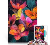 Puzzle de 2000 Piezas para Adultos Arte Floral Vibrante con crayones para rascar Juegos de relajación Decoración del hogar 70x100cm